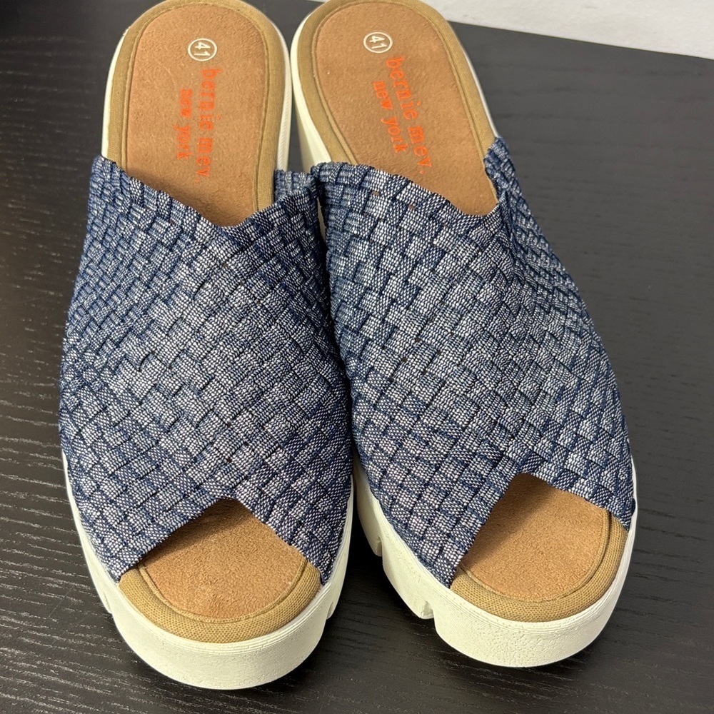 Bernie mev. Navy Woven Mules